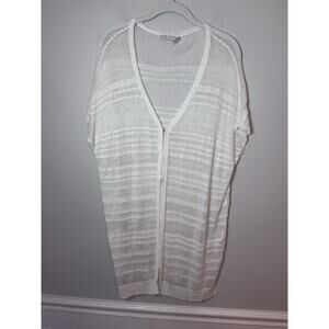 Alice & Olivia Oversized Linen Short Sleeve Cardigan Sz XS White